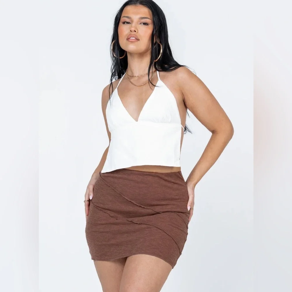 Oscar Mini Skirt Brown - Picture 3 of 10